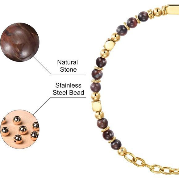 Gold & Brown Boho Beaded Bracelets for Women Trendy Jewelry Gifts for Lover, Mom - Picture 2 of 7